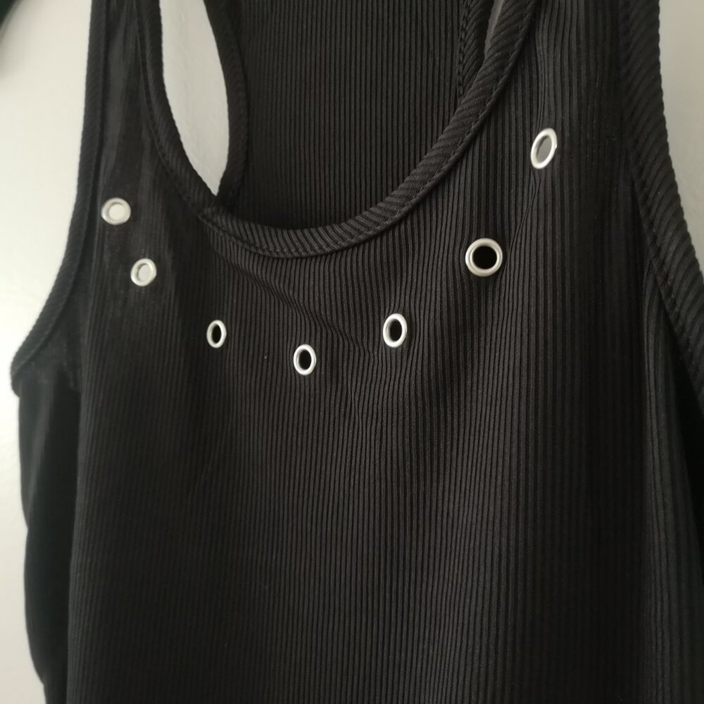 Black Grommet Racerback Tank Top S